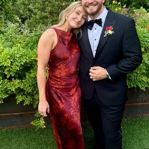 Reformation Burgundy Floral Dress